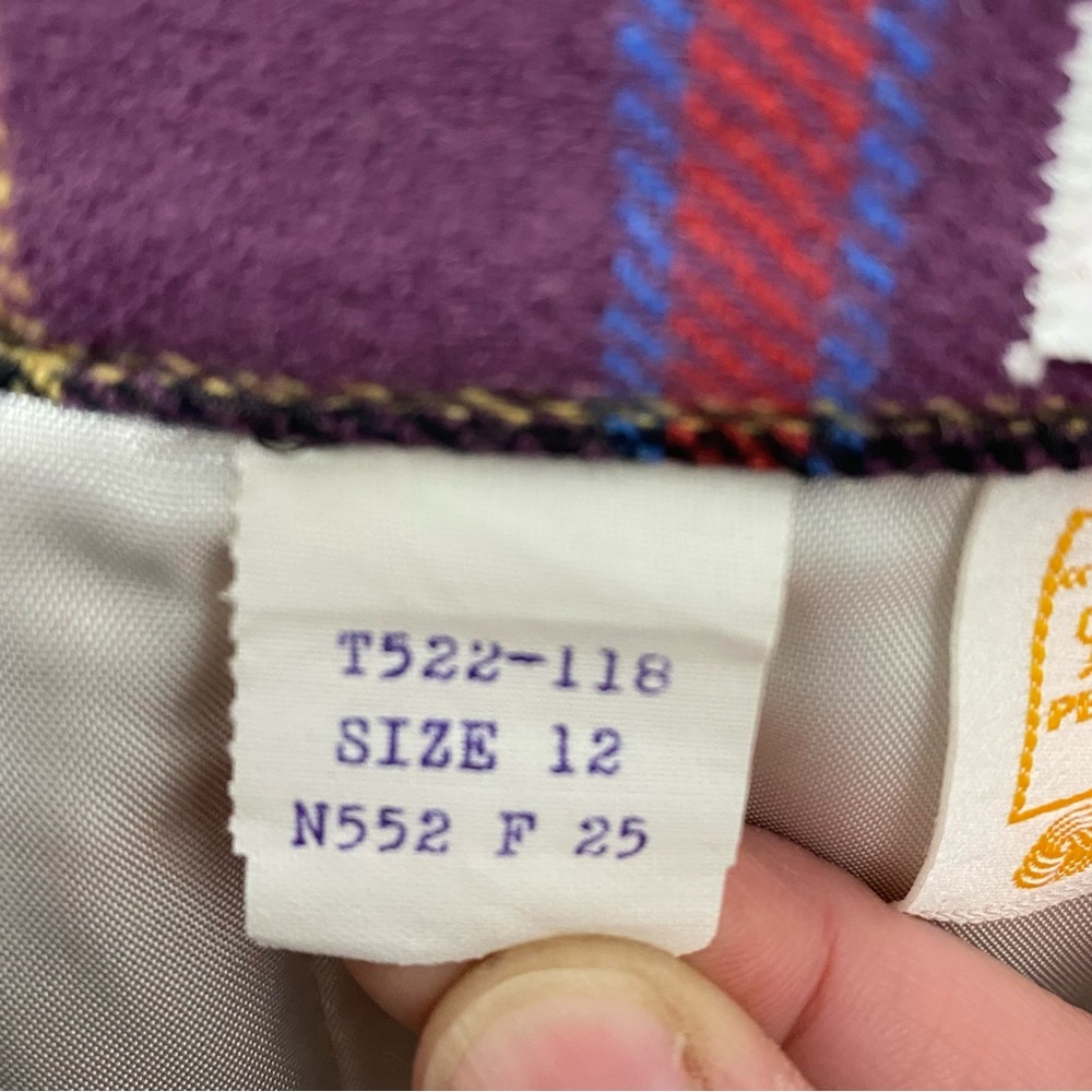VTG Pendleton Authentic Dress Culloden Tartan Plaid Wool Skirt Purple Sz 12 - Picture 7 of 13